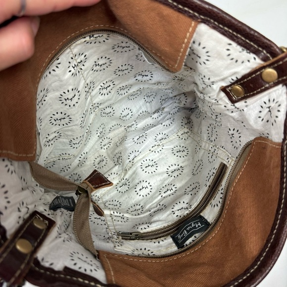 Myra Embroidered Calf Hair Leather Boho Purse Shoulder Bag Western Rodeo - Picture 5 of 6